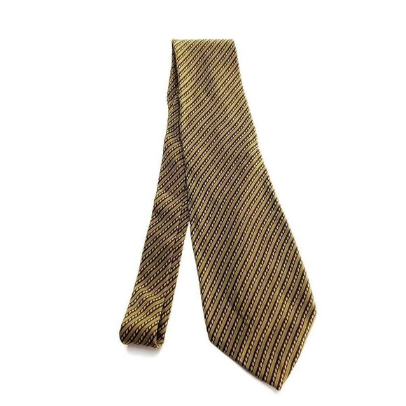 Giorgio Armani Brown Silk Tie Woven Short Regimental Striped - Picture 6 of 6